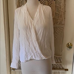 White House black market white wrap shirt size 6